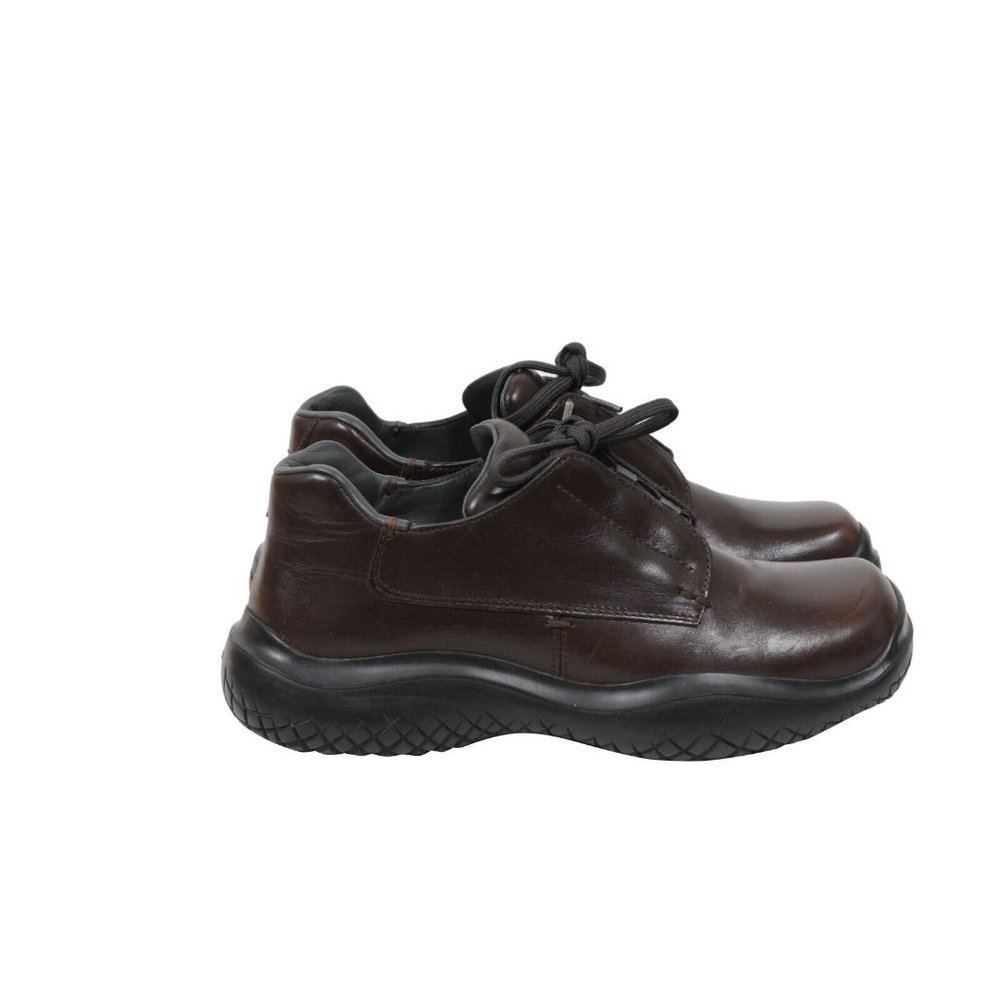 Prada Mens Vintage Chunky Derby US 7 UK 6 Brown Leather AW99 Vibram Square Toe - Picture 8 of 11